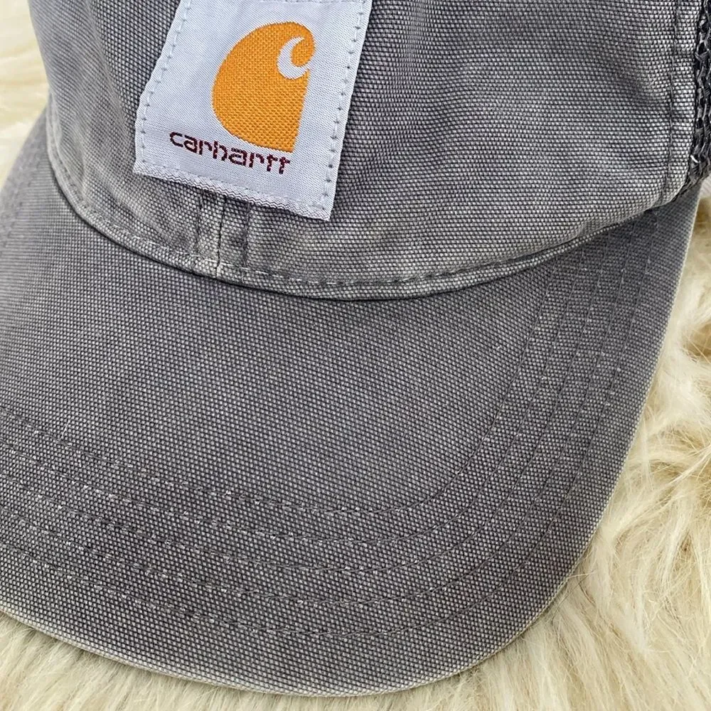 Carhartt Gray Sun Faded Hat Logo Patch Adjustable Curved Brim Unisex Street